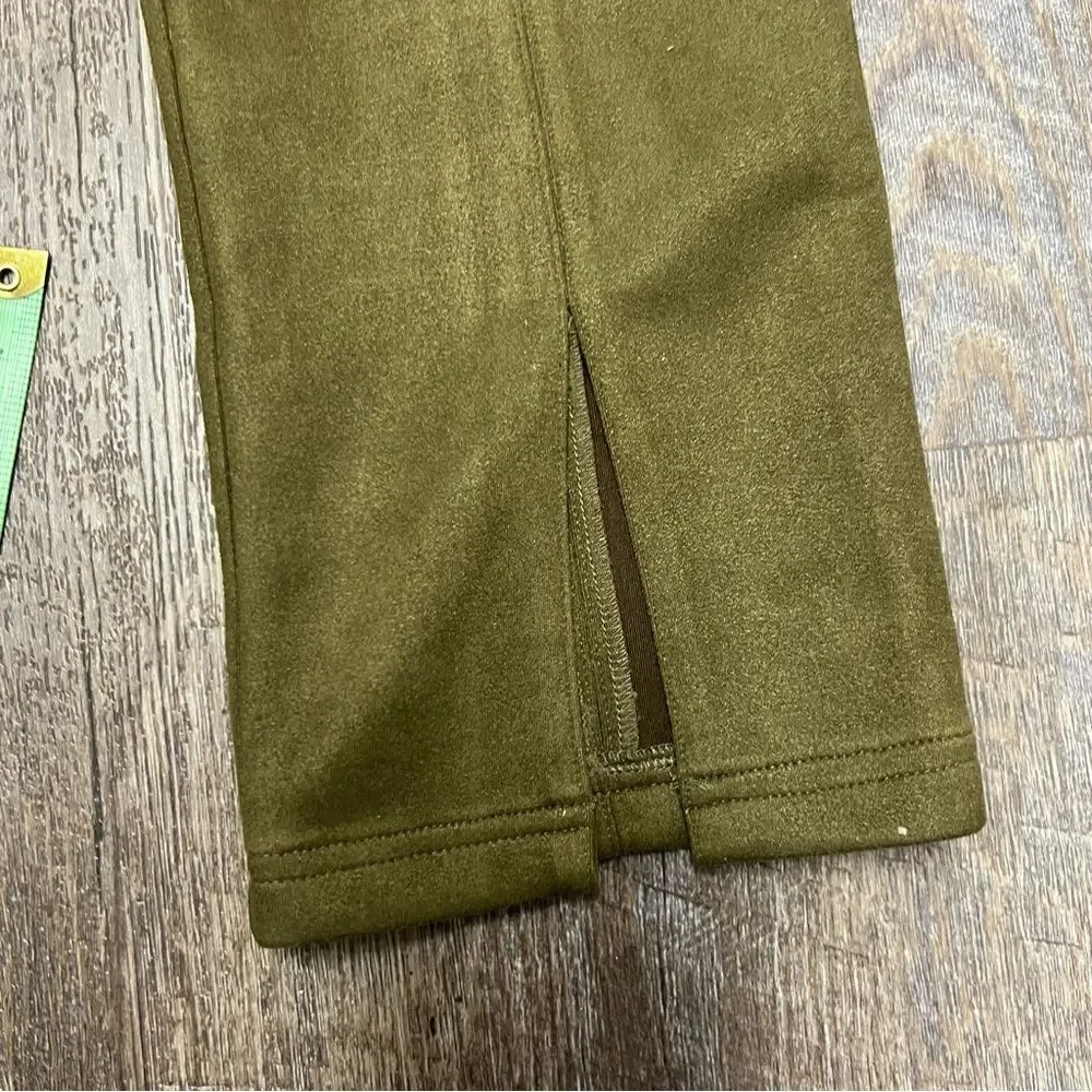 Avec Les Filles Pants Womens Medium Green Faux Suede Elastic Waist Front Slit - Picture 3 of 8